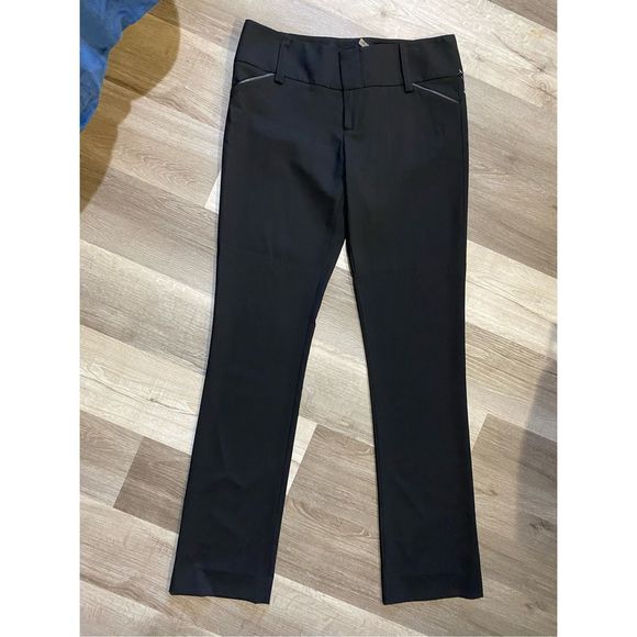 Alice + Olivia Andrew Skinny Pant Black Wool Leather Trim Pants, Sz 10, MP $395 - Picture 3 of 10